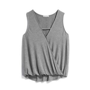 Nine Britton Solid Gray Wrap Front Crossover Front Knit Sleeveless SZ M # 1895